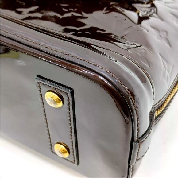 Auth Louis Vuitton Purple Amarante Monogram Vernis Leather BB Alma 2way Satchel - Picture 4 of 8